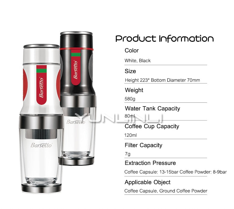 Capsule Coffee Machine Mini Espresso Coffee Maker for Travelling/Camping/Outing Manual Coffee Making Machine