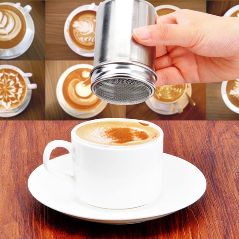 Stainless Steel Chocolate Sugar Shaker Coffee Dusters Cocoa Powder Cinnamon Dusting Tank Kitchen Filter Cooking Tool